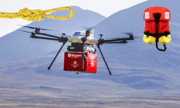 drone delivering recue gear to victims